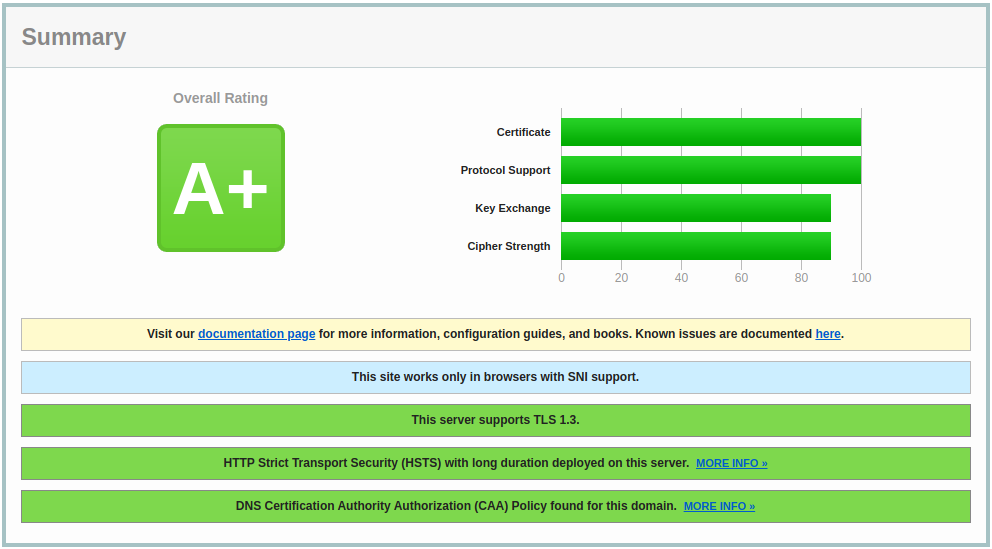 Picture of the ssltest result